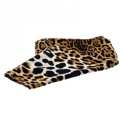 Yves Saint Laurent Beige Leopard Print Silk Scarf