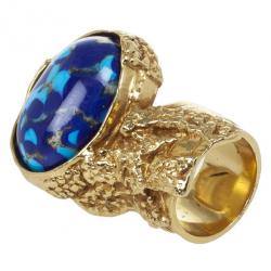 Pre Owned Saint Laurent Arty Blue Oval Ring Size 49