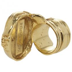 Pre Owned Saint Laurent Arty Blue Oval Ring Size 49