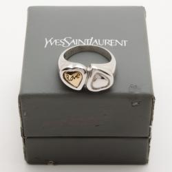 مملوكة مسبقًا Yves Saint Laurent Contrarie Heart Love Silver Ring Size 54