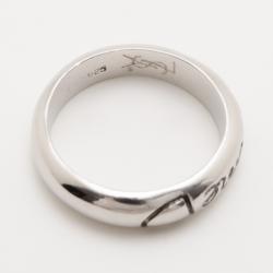 مملوكة مسبقًا Yves Saint Laurent "Je t'aime" Silver Ring Size 48