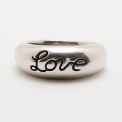 Pre Owned Saint Laurent Paris "Love" Silver Small Band Ring Size 52
