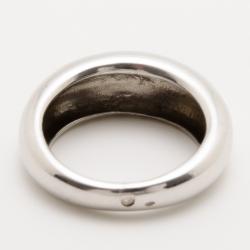 Pre Owned Saint Laurent Paris "Love" Silver Small Band Ring Size 52