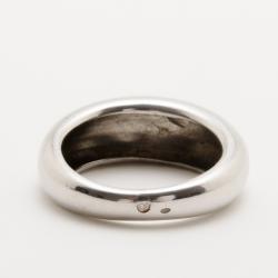 Pre Owned Saint Laurent Paris "Love" Silver Small Band Ring Size 52