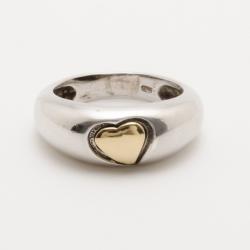مملوكة مسبقًا Yves Saint Laurent Silver Heart Ring Size 50