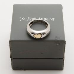 مملوكة مسبقًا Yves Saint Laurent Silver Heart Ring Size 50