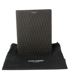 Saint Laurent Dark Brown Printed Coated Canvas A5 Notebook Cover