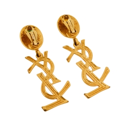 مملوكة مسبقًا Yves Saint Laurent Vintage Iconic Logo Clip On Earrings 