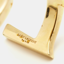 Pre Owned Saint Laurent Gold Tone Monogram Cuff Bracelet 