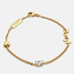 Pre Owned Saint Laurent Paris Opyum Crystal Gold Tone Bracelet