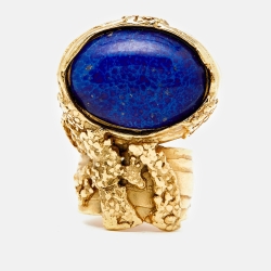 Saint Laurent Arty Glass Gold Tone Ring Size 55