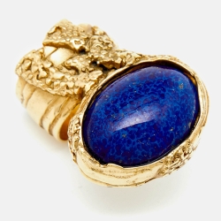 Saint Laurent Arty Glass Gold Tone Ring Size 55