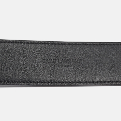 مملوكة مسبقًا Saint Laurent Black Leather Monogram Buckle Belt 75CM