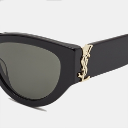 Pre Owned Saint Laurent Black Monogram SL M94 Oval Sunglasses
