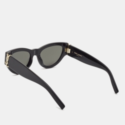 Pre Owned Saint Laurent Black Monogram SL M94 Oval Sunglasses