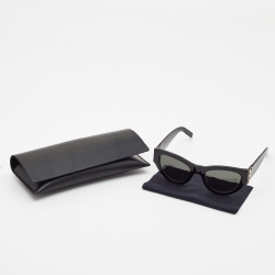 Pre Owned Saint Laurent Black Monogram SL M94 Oval Sunglasses