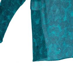 مملوكة مسبقًا Saint Laurent Paris Green Finger Print Silk Top M