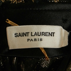 Saint Laurent Black/Gold Fil Coupe and Lurex Blouse and Pleated Midi Skirt Set M/S