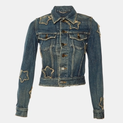 مملوكة مسبقًا Saint Laurent Blue Denim Distressed Jacket XS