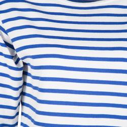 مملوكة مسبقًا Saint Laurent Paris Blue and White Striped Cotton Knit Long Sleeve Top M