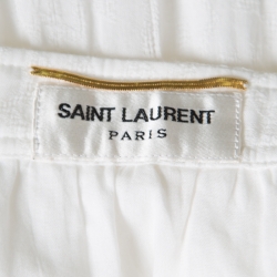 مملوكة مسبقًا Saint Laurent Paris White Crinkled Cotton Tiered Midi Skirt L