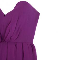 Pre Owned Saint Laurent Paris Fuchsia Gathered Dress M