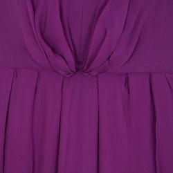 Pre Owned Saint Laurent Paris Fuchsia Gathered Dress M