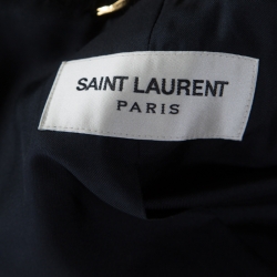 Pre Owned Saint Laurent Paris Black Angora Wool Belted Short Sleeve Kimono Coat L