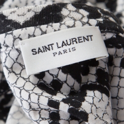 Saint Laurent Paris Monochrome Python Scale Printed Cotton T-Shirt M