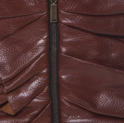 Saint Laurent Paris Brown Leather Ruched Ruffle Detail Mini Skirt S