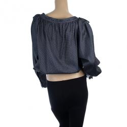 Saint Laurent Paris Silk Georgette Polka Dot Top M