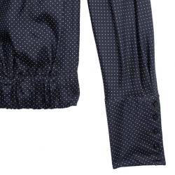 Saint Laurent Paris Silk Georgette Polka Dot Top M