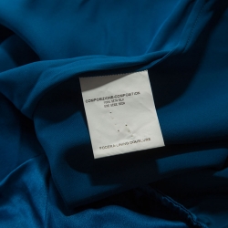 مملوكة مسبقًا بلوزة ايف سان لوران تفاصيل أساور مبطنة حرير أزرق M