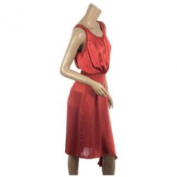 Pre Owned Yves Saint Laurent Ruched Evening Silk Dress M
