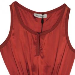 Pre Owned Yves Saint Laurent Ruched Evening Silk Dress M