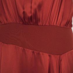 Pre Owned Yves Saint Laurent Ruched Evening Silk Dress M