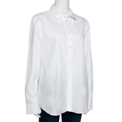 Pre Owned Saint Laurent Paris White Cotton Long Sleeve Shirt L