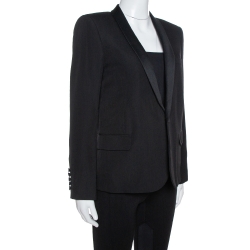 Saint Laurent Paris Black Wool Tuxedo Blazer M