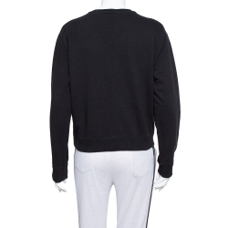 Pre Owned Saint Laurent Paris Black Knit Logo Foil Print Sweatshirt M