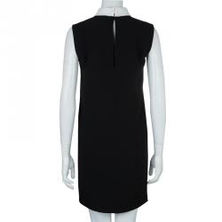 Pre Owned فستان سان لوران باريس بيتر بان بلا أكمام ياقة بلون مختلف أسود S