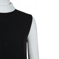 Pre Owned فستان سان لوران باريس بيتر بان بلا أكمام ياقة بلون مختلف أسود S