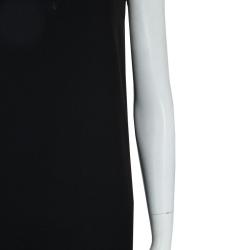 Pre Owned فستان سان لوران باريس بيتر بان بلا أكمام ياقة بلون مختلف أسود S