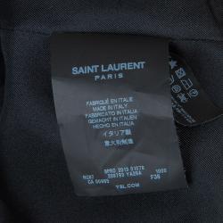 Pre Owned فستان سان لوران باريس بيتر بان بلا أكمام ياقة بلون مختلف أسود S