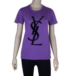 Pre Owned Saint Laurent Paris Purple Logo T-Shirt XS
