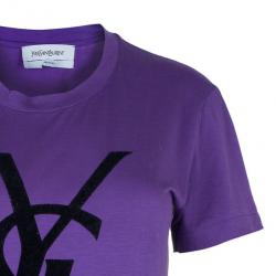 Pre Owned Saint Laurent Paris Purple Logo T-Shirt XS