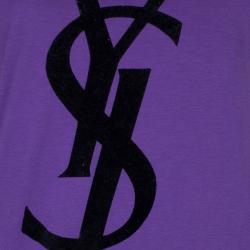 Pre Owned Saint Laurent Paris Purple Logo T-Shirt XS