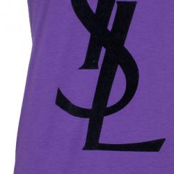 Pre Owned Saint Laurent Paris Purple Logo T-Shirt XS