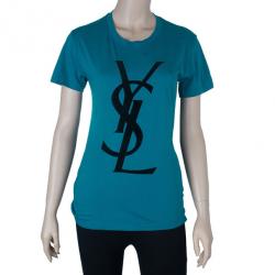 Pre Owned Saint Laurent Paris Blue Logo T-Shirt S