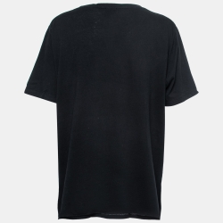 مملوكة مسبقًا Saint Laurent Paris Black University Print Cotton T-Shirt L