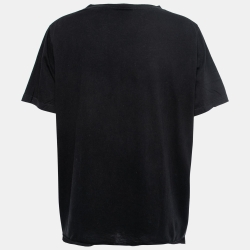 Saint Laurent Black Logo Print Cotton T-Shirt L